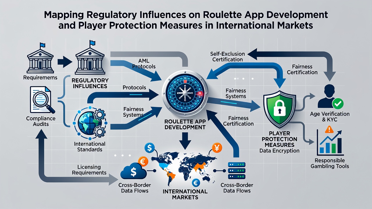 Mobile device displaying roulette game interface alongside compliance and safety icons